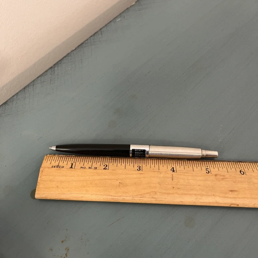 Vintage PARKER Jotter Ballpoint Pen Calendar Brass Threads Black Barrel USA